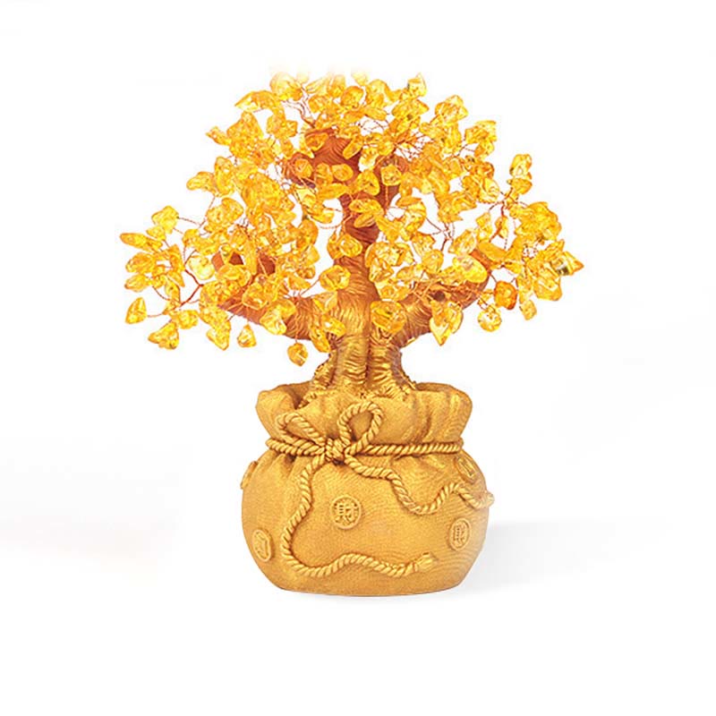 Arbre à argent en citrine naturelle, décoration Feng Shui pour la prospérité