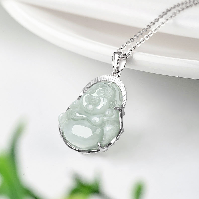 925 Sterling Silver Jade Luck Calm Necklace Pendant