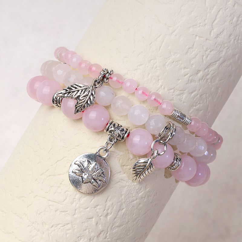 Amethyst Crystal Healing Bracelet with Lotus Symbol | 6-8mm Beads