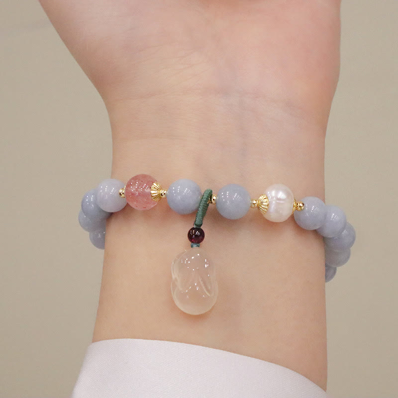 Aquamarine Chalcedony Serenity Charm Bracelet for Meditation