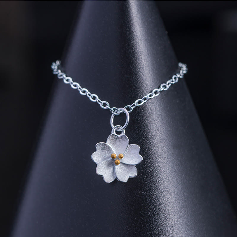 925 Sterling Silver Cherry Blossom Spiritual Necklace for Protection