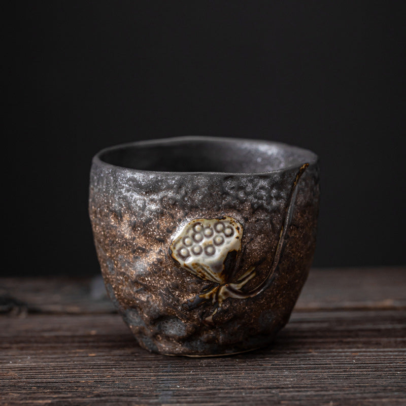 Lotus Pod Leaf Flower Ceramic Kung Fu Tea Cup 110ml