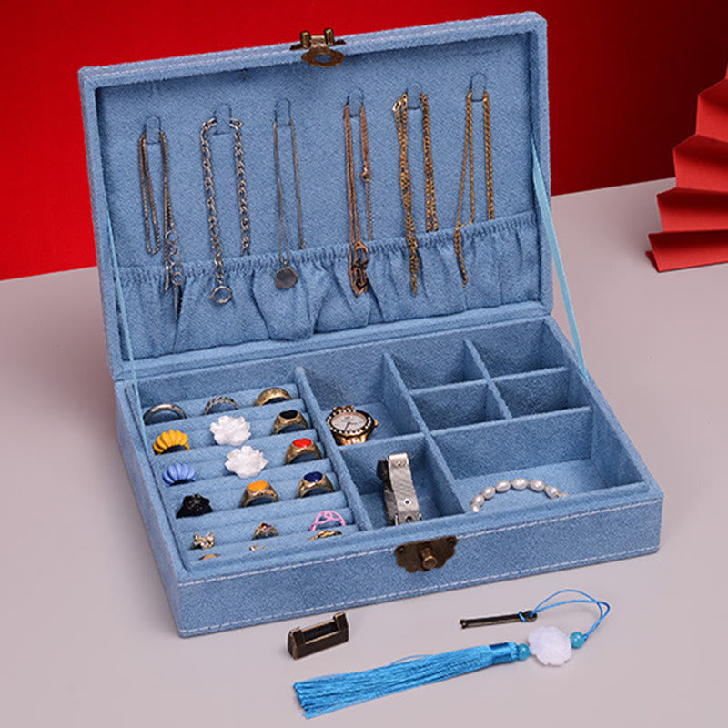 Flannel Jewelry Box Organizer with Lock | Spiritual Storage