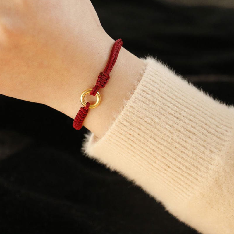 Alloy Peace Buckle Red String Bracelet for Protection & Luck