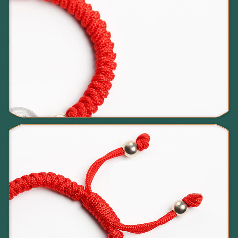 999 Sterling Silver Apple Red String Protection Bracelet