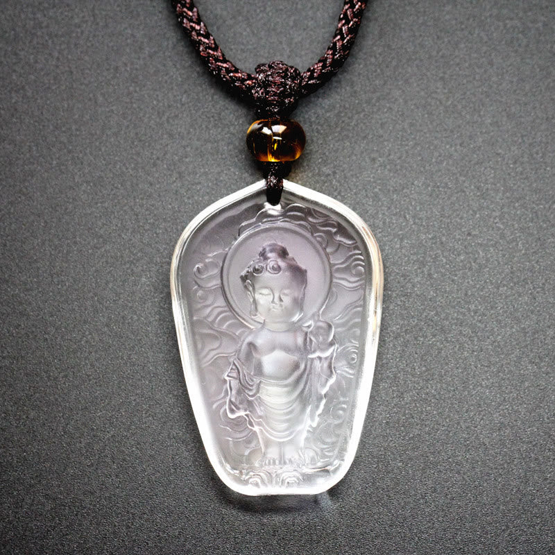 Liuli Crystal Buddha Pendant for Serenity & Mindfulness