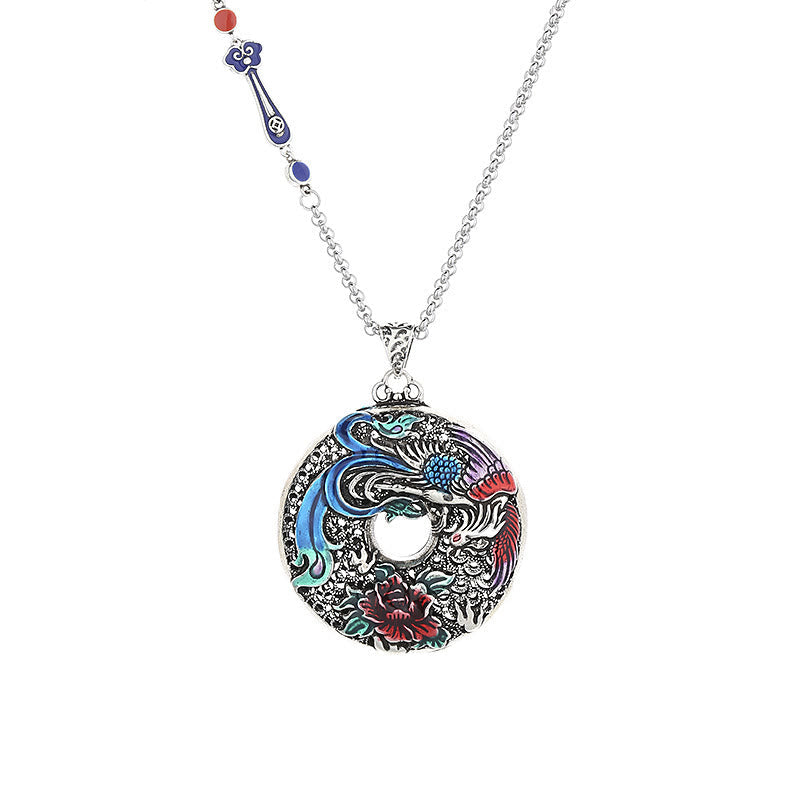 Spiritual Phoenix Peony Protection Necklace 60cm