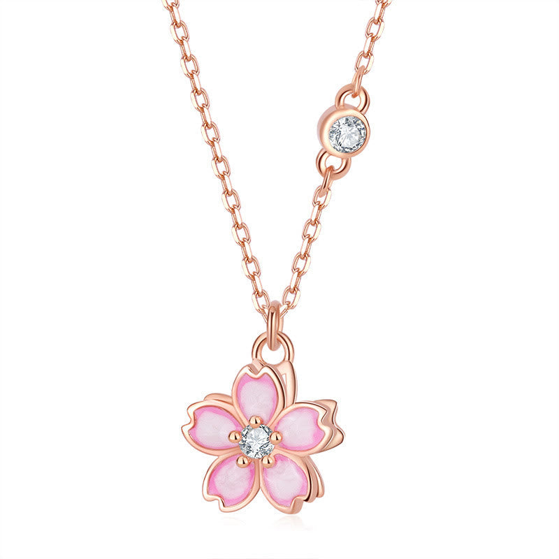 925 Sterling Silver Cherry Blossom Protection Necklace
