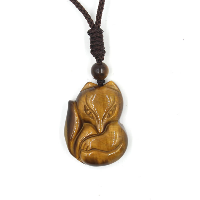 Obsidian Amulet Necklace with Tiger Eye & Ice Obsidian Stones