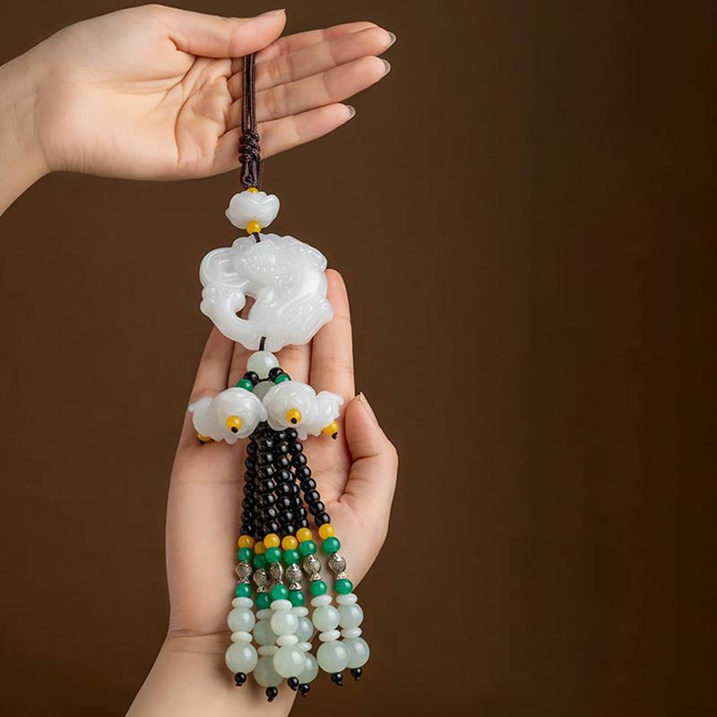 Feng Shui Pixiu Jade Car Pendant for Luck & Protection