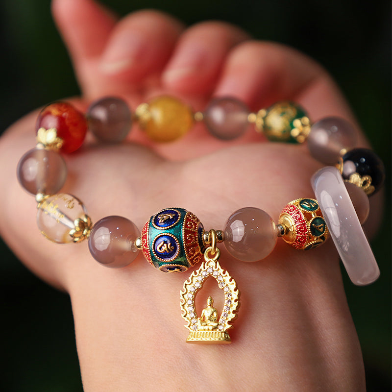 Bracelet en agate grise Focus Positivité 10 mm
