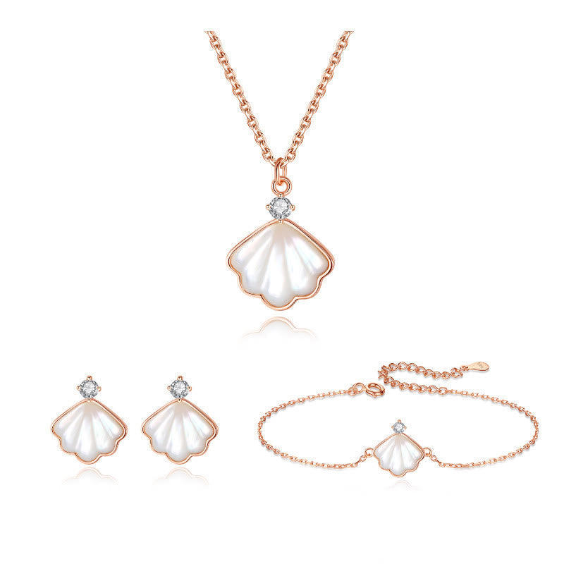 925 Sterling Silver Tridacna Stone Spiritual Jewelry Set