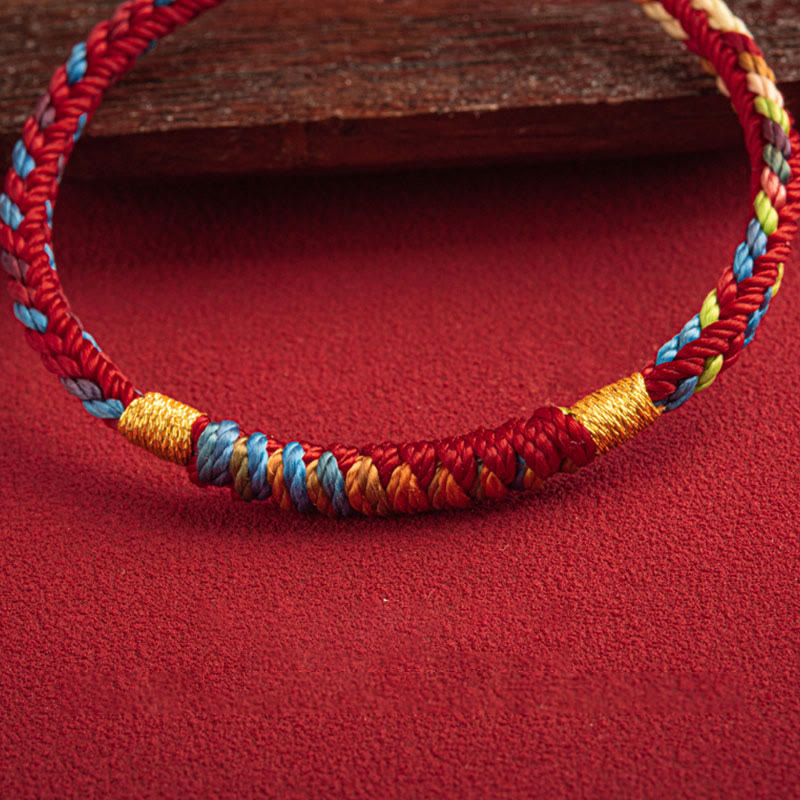 Multicolored Red String Bracelet with King Kong Knot for Protection
