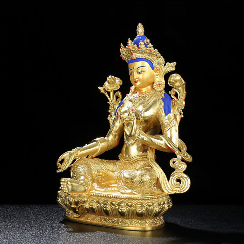 Chenrezig Copper Gold Plated Buddha Statue for Protection 5 Inch