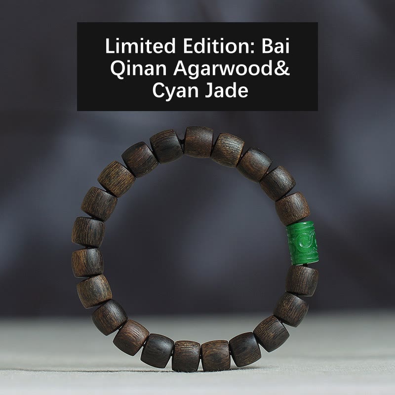 Bracelet de méditation en bois d'agar Bai Qinan pour la force 17 cm