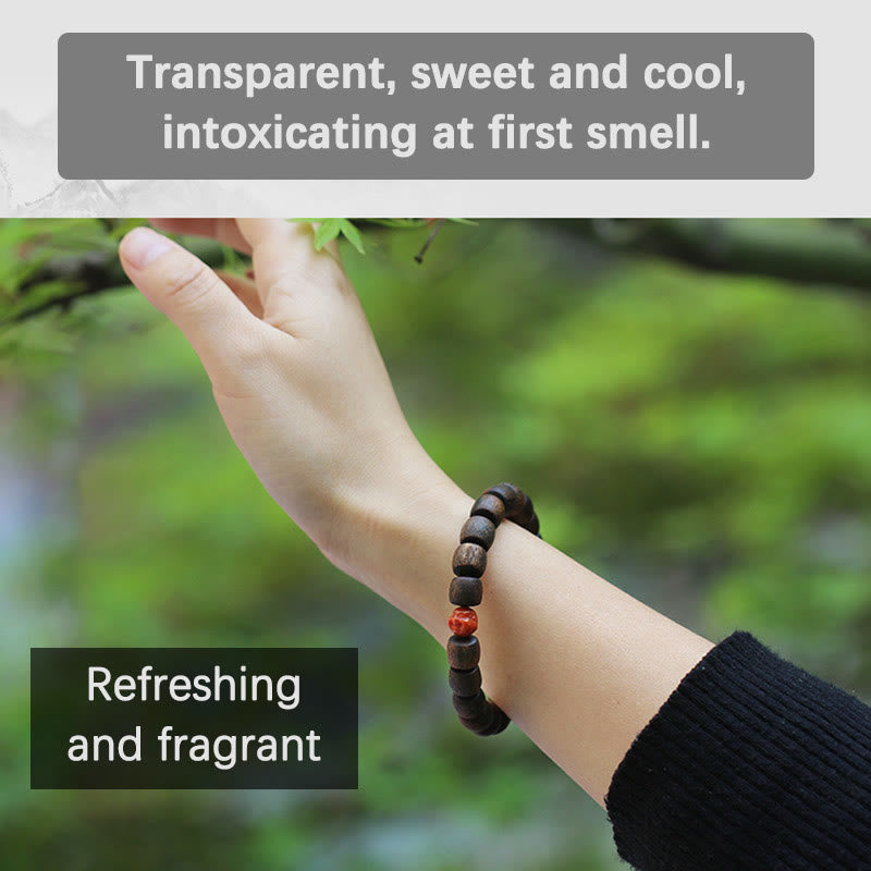 Bracelet de méditation en bois d'agar Bai Qinan pour la force 17 cm