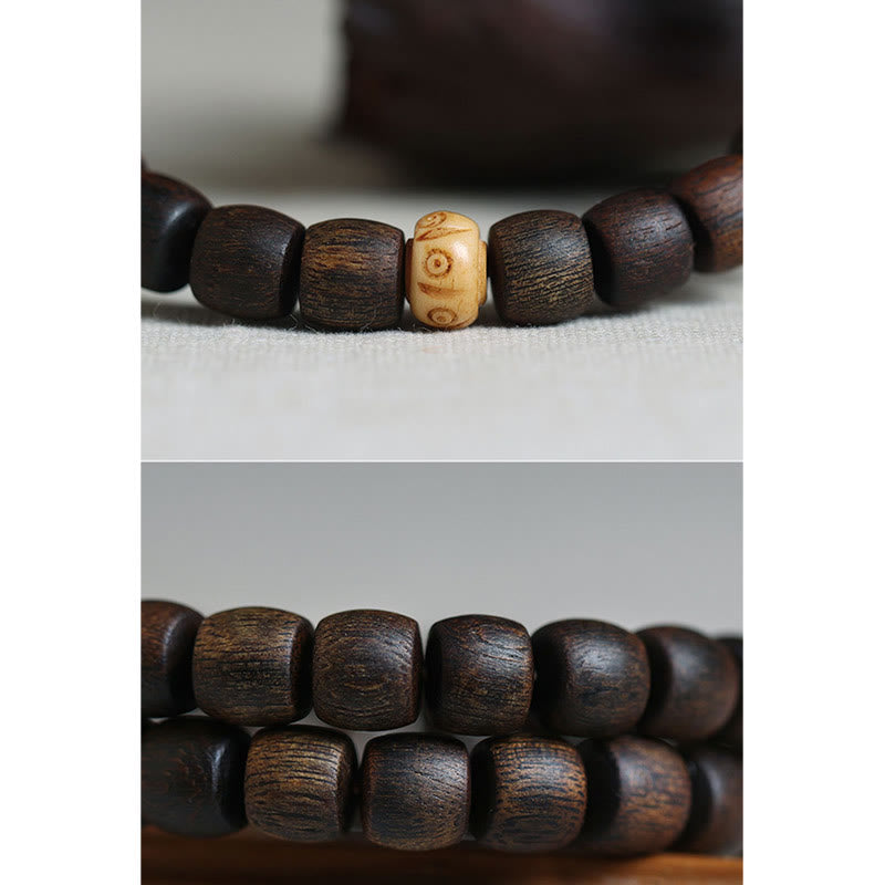 Bracelet de méditation en bois d'agar Bai Qinan pour la force 17 cm