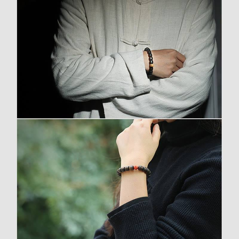 Bracelet de méditation en bois d'agar Bai Qinan pour la force 17 cm