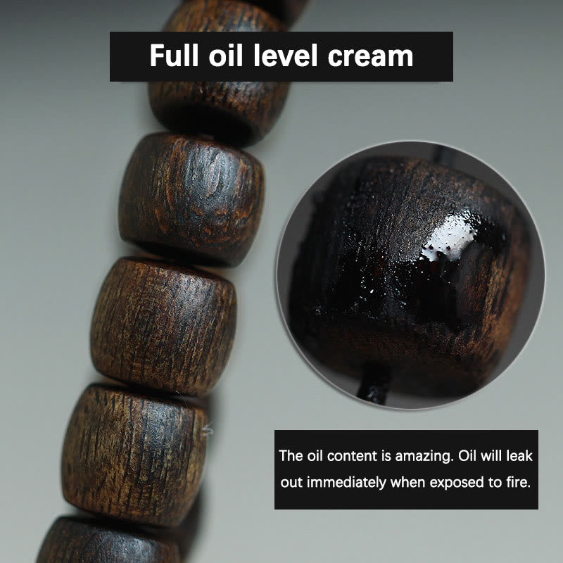 Bracelet de méditation en bois d'agar Bai Qinan pour la force 17 cm