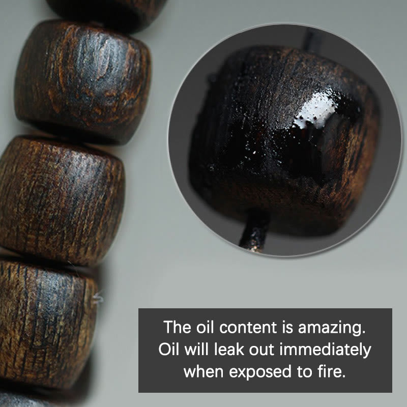 Bracelet de méditation en bois d'agar Bai Qinan pour la force 17 cm