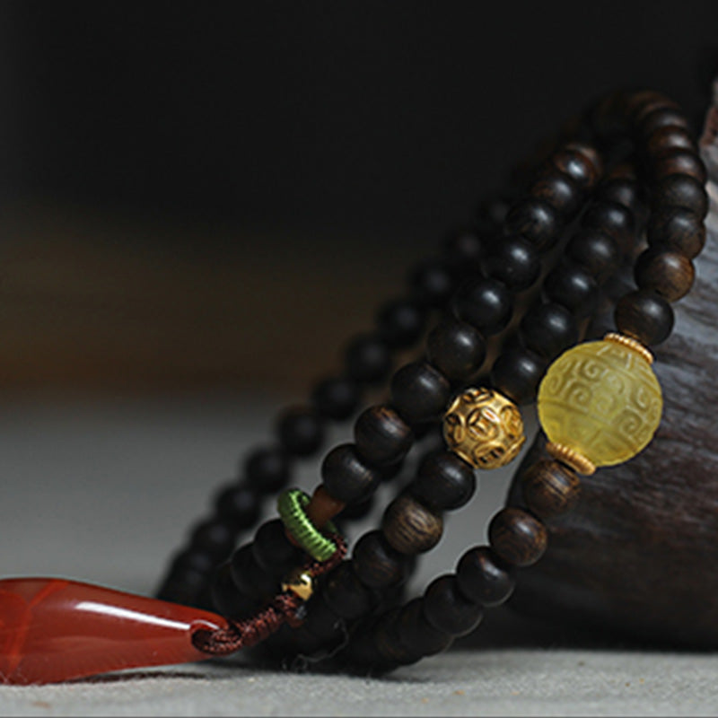 Bracelet Mala en bois d'agar Balance | Perles de méditation de 5 mm