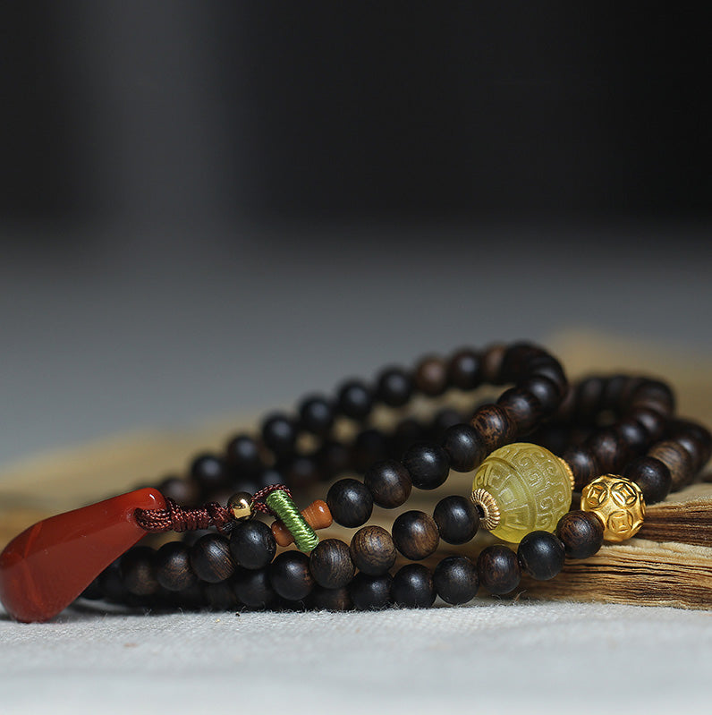 Bracelet Mala en bois d'agar Balance | Perles de méditation de 5 mm