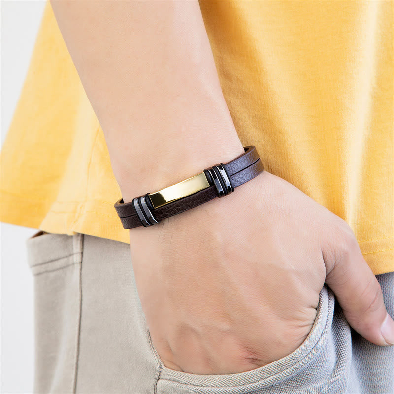 Bracelet Balance en cuir et acier titane | Sons de guérison