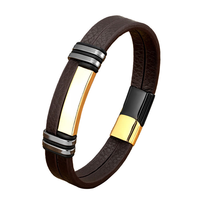 Bracelet Balance en cuir et acier titane | Sons de guérison