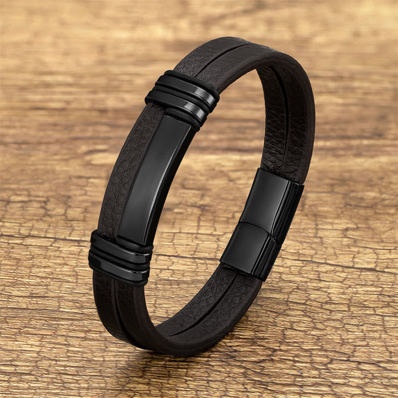 Bracelet Balance en cuir et acier titane | Sons de guérison