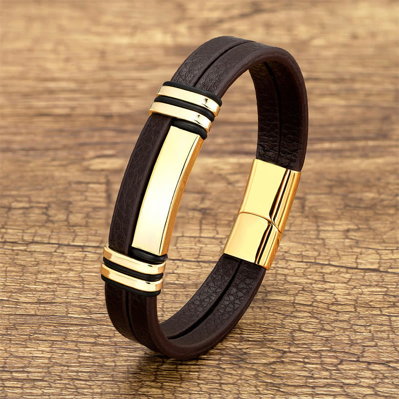 Bracelet Balance en cuir et acier titane | Sons de guérison