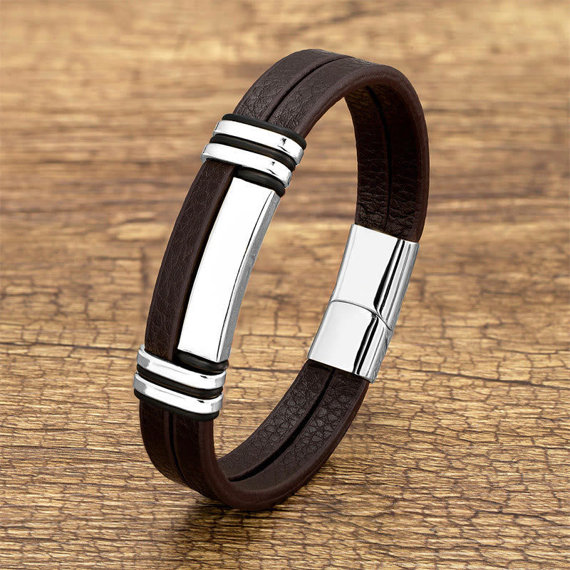 Bracelet Balance en cuir et acier titane | Sons de guérison