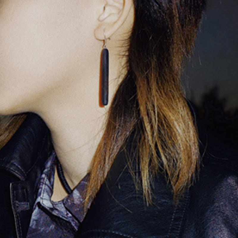 Boucles d'oreilles pendantes en bois d'ébène Balance Peace en argent sterling 925