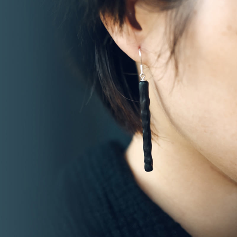 Boucles d'oreilles pendantes en bois d'ébène Balance Peace en argent sterling 925