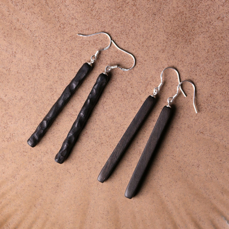 Boucles d'oreilles pendantes en bois d'ébène Balance Peace en argent sterling 925