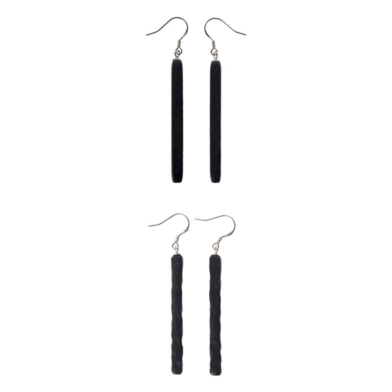 Boucles d'oreilles pendantes en bois d'ébène Balance Peace en argent sterling 925