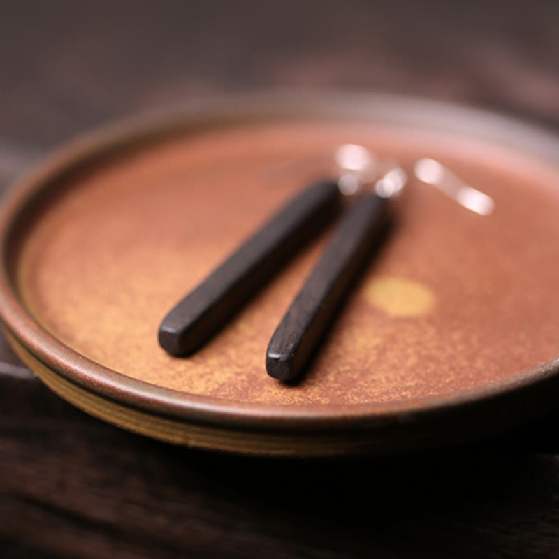 Boucles d'oreilles pendantes en bois d'ébène Balance Peace en argent sterling 925