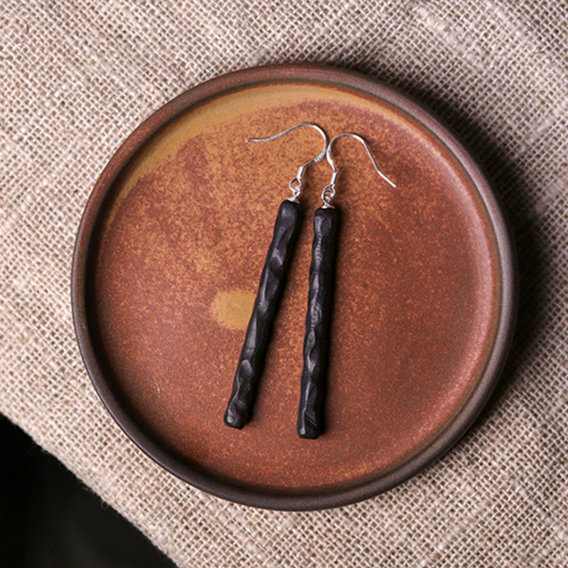 Boucles d'oreilles pendantes en bois d'ébène Balance Peace en argent sterling 925