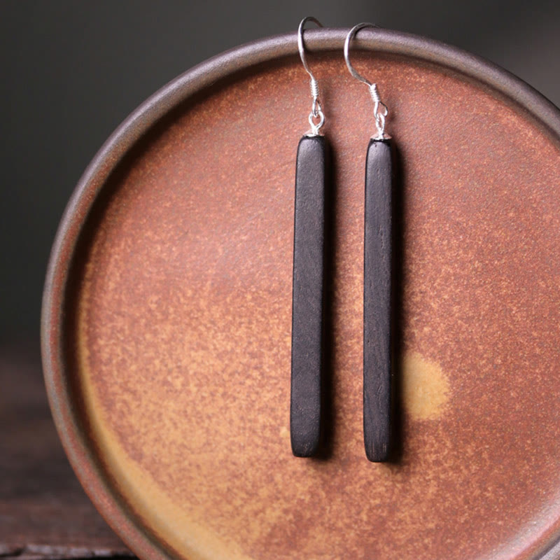 Boucles d'oreilles pendantes en bois d'ébène Balance Peace en argent sterling 925