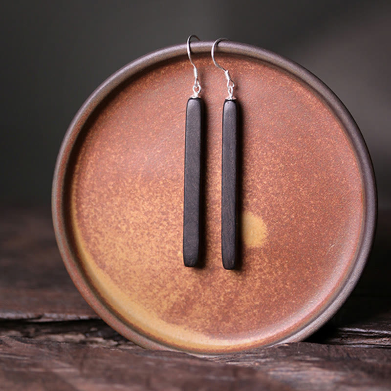 Boucles d'oreilles pendantes en bois d'ébène Balance Peace en argent sterling 925