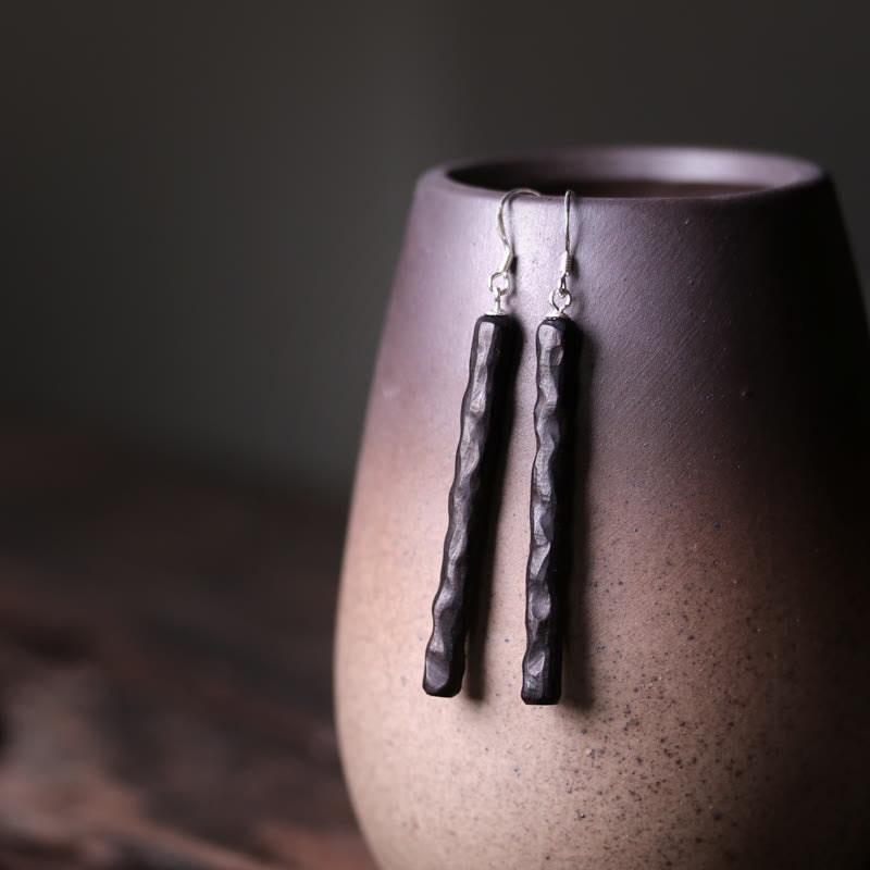 Boucles d'oreilles pendantes en bois d'ébène Balance Peace en argent sterling 925