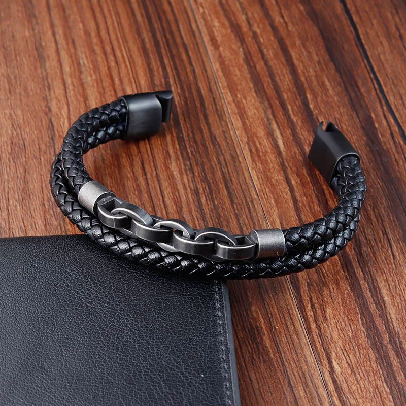 Bracelet en cuir et acier titane Balance