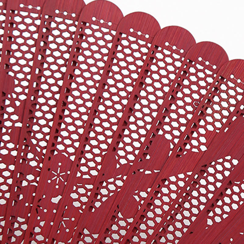 Éventail pliant en bambou avec gravure creuse, 20 cm, fait main