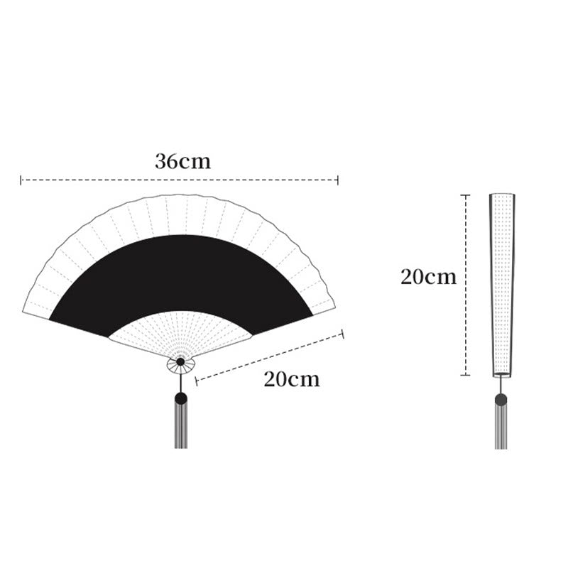 Éventail pliant en bambou avec gravure creuse, 20 cm, fait main