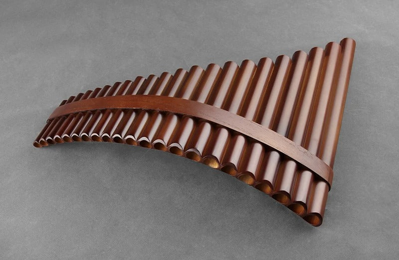 Bamboo Pan Flute with 22 Copper or Bronze Pipes, Handcrafted in G Key