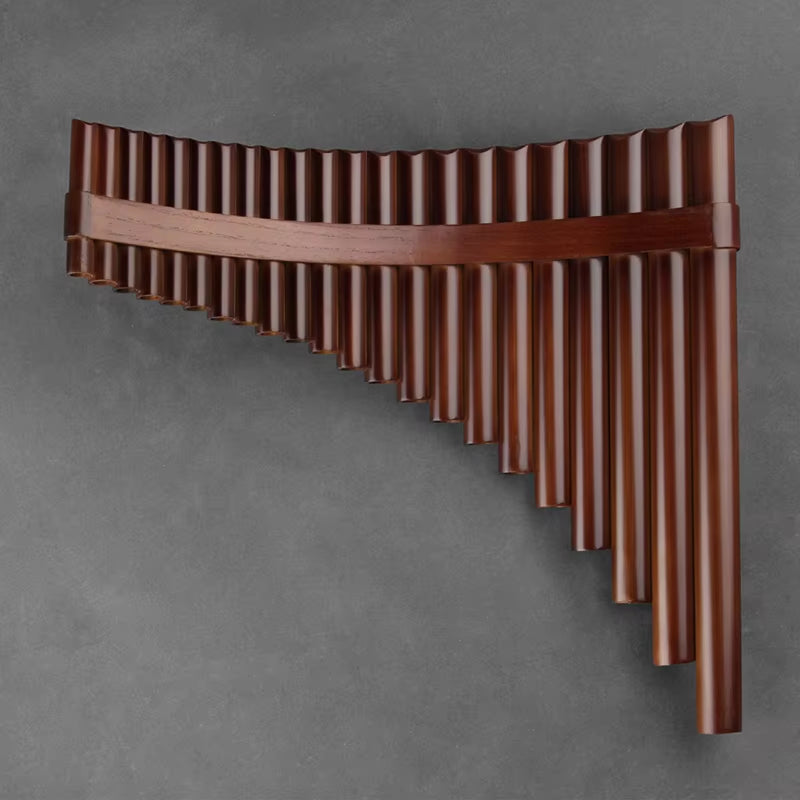 Bamboo Pan Flute with 22 graduated wooden pipes in a curved design in G Key
