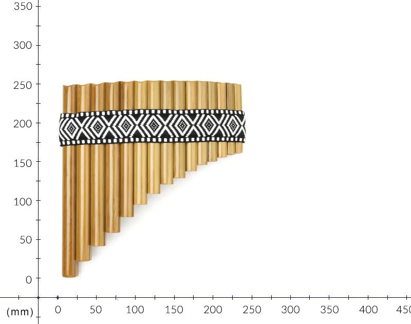 Bamboo Pan Flute G Key with decorative geometric pattern band around center