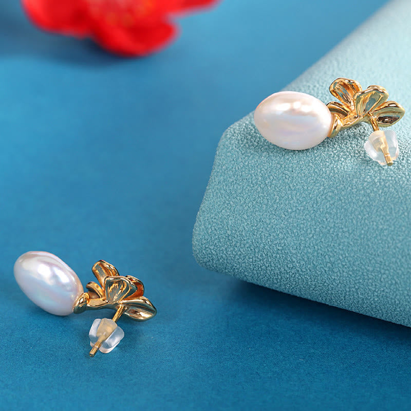 Boucles d'oreilles pendantes en argent sterling 925 avec perles baroques et fleurs