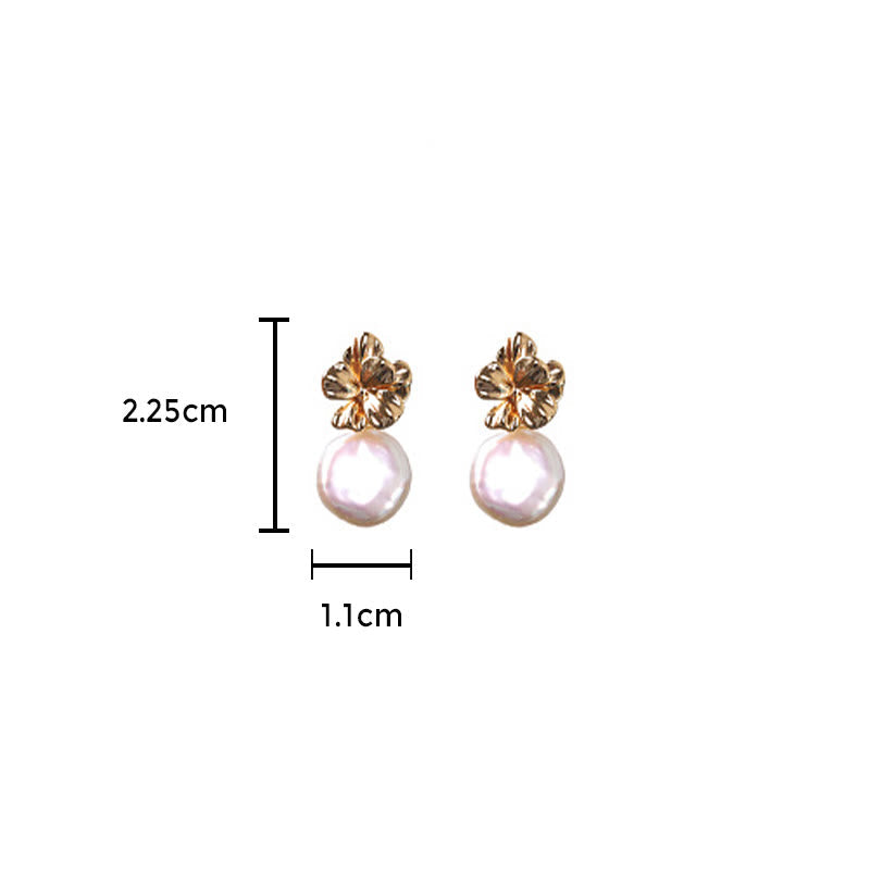 Boucles d'oreilles pendantes en argent sterling 925 avec perles baroques et fleurs