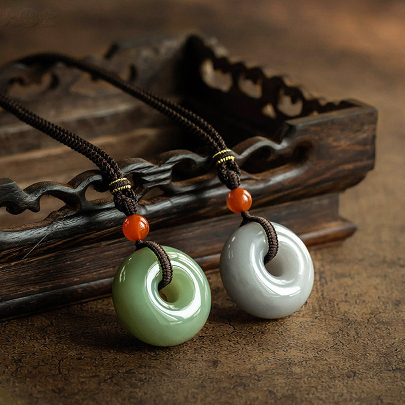 Natural Gray Jade Luck Necklace | Peace & Prosperity Pendant