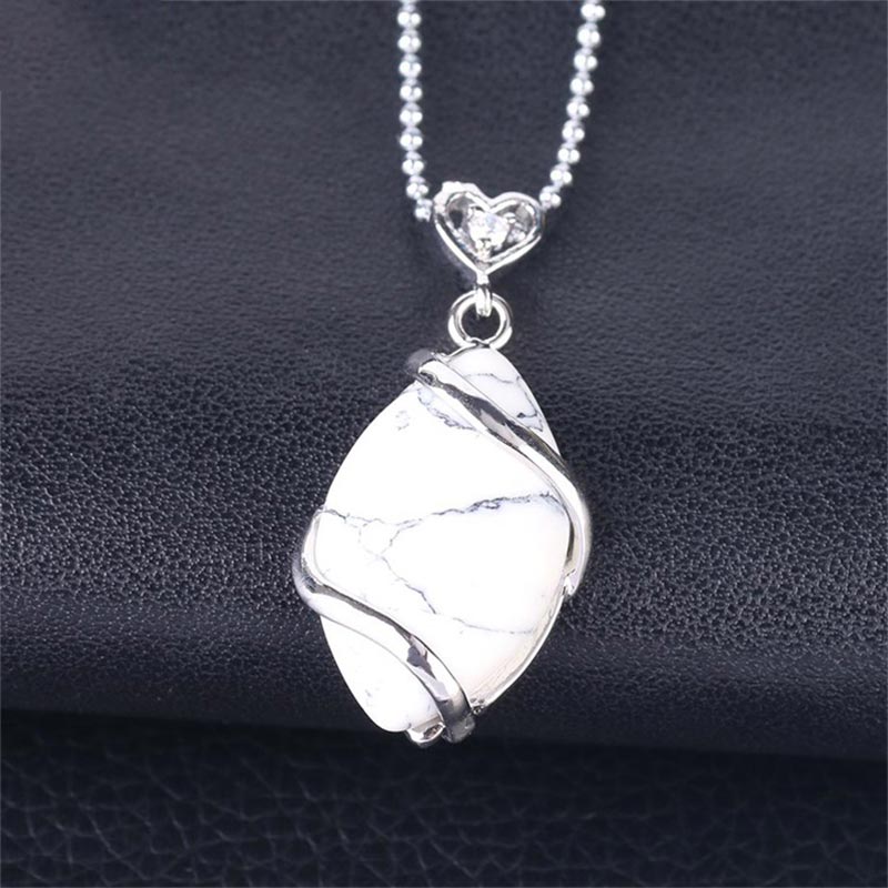 Amethyst Necklace with Natural Marquise Crystal Pendant